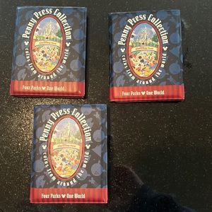 3 WDW Penny Press Collection Books-Coins from around the World-4 Parks 1 World